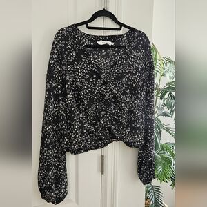 Astr Anthropologie Black and White Patterned Blouse